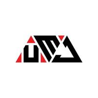 UMJ triangle letter logo design with triangle shape. UMJ triangle logo design monogram. UMJ triangle vector logo template with red color. UMJ triangular logo Simple, Elegant, and Luxurious Logo. UMJ