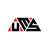 diseño de logotipo de letra triangular ums con forma de triángulo. monograma de diseño de logotipo de triángulo ums. plantilla de logotipo de vector de triángulo ums con color rojo. logo triangular ums logo simple, elegante y lujoso. ums