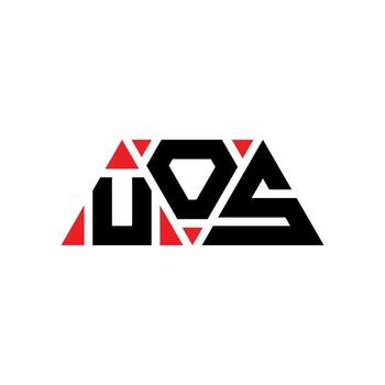 UOS triangle letter logo design with triangle shape. UOS triangle logo design monogram. UOS triangle vector logo template with red color. UOS triangular logo Simple, Elegant, and Luxurious Logo. UOS
