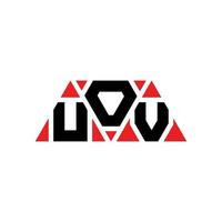 UOV triangle letter logo design with triangle shape. UOV triangle logo design monogram. UOV triangle vector logo template with red color. UOV triangular logo Simple, Elegant, and Luxurious Logo. UOV