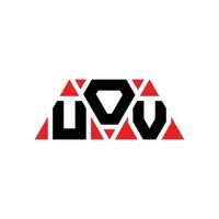 UOV triangle letter logo design with triangle shape. UOV triangle logo design monogram. UOV triangle vector logo template with red color. UOV triangular logo Simple, Elegant, and Luxurious Logo. UOV