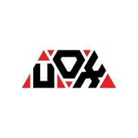 UOX triangle letter logo design with triangle shape. UOX triangle logo design monogram. UOX triangle vector logo template with red color. UOX triangular logo Simple, Elegant, and Luxurious Logo. UOX