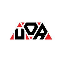 Diseño de logotipo de letra triangular uor con forma de triángulo. monograma de diseño de logotipo de uor triángulo. plantilla de logotipo de vector de triángulo uor con color rojo. logotipo triangular uor logotipo simple, elegante y lujoso. uor