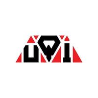 UQI triangle letter logo design with triangle shape. UQI triangle logo design monogram. UQI triangle vector logo template with red color. UQI triangular logo Simple, Elegant, and Luxurious Logo. UQI