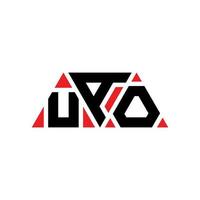 UAO triangle letter logo design with triangle shape. UAO triangle logo design monogram. UAO triangle vector logo template with red color. UAO triangular logo Simple, Elegant, and Luxurious Logo. UAO