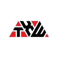 TXW triangle letter logo design with triangle shape. TXW triangle logo design monogram. TXW triangle vector logo template with red color. TXW triangular logo Simple, Elegant, and Luxurious Logo. TXW