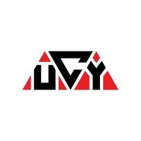 UCY triangle letter logo design with triangle shape. UCY triangle logo design monogram. UCY triangle vector logo template with red color. UCY triangular logo Simple, Elegant, and Luxurious Logo. UCY