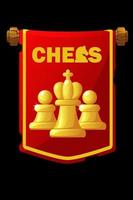 Red award pennant for game design with chess pieces. Chess award icon. vector