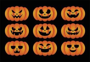 Set pumpkins for Halloween vector