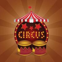 Carnival party background with circus tent house and carnival mask vector