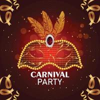 Carnival festival of brazil with golden mask vector