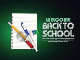 Back to school background with realistic elements vector