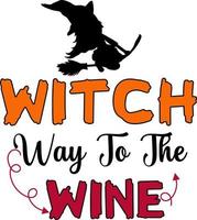 Halloween. Witch Way To The Wine vector