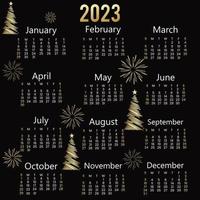 Yearly calendar 2023 template design vector