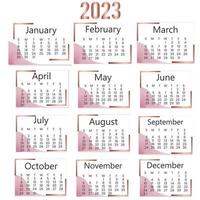 Yearly calendar 2023 template design vector