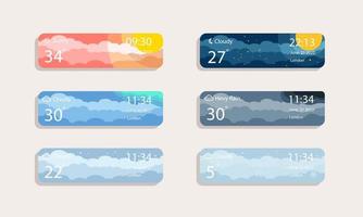 widget meteorológico adecuado para el diseño de la interfaz de usuario con fondo de nube vector