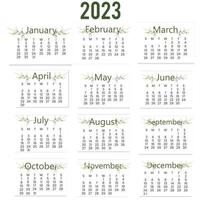 Yearly calendar 2023 template design vector