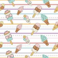 seamless summer pattern cute dessert background vector