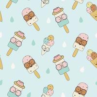 seamless summer pattern cute dessert background vector