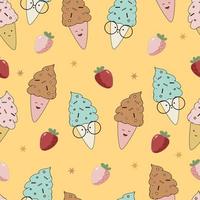 seamless summer pattern cute dessert background vector