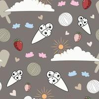 seamless pattern with summer ice cream background vector