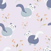 seamless pattern with cute pastel cat background vector