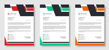 Corporate modern letterhead design template with 3 different colors, creative modern letterhead design, professional minimalist letterhead, abstract, elegant or vector template design
