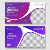 Digital marketing agency business social media cover template with creative shape, corporate social media template bundle or digital business marketing promotion web banner design template vector