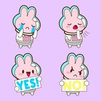 cute little bunny astronaut drawing cartoon, rabbit sticker vector
