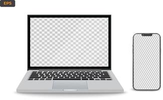 laptop and handphone realistic mockup vector with editable screen mockup