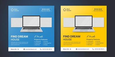 Real estate social media post design template vector