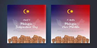 malasia hari merdeka día de la independencia 31 de agosto plantilla de publicación en redes sociales vector