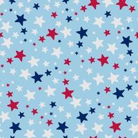 Stars. Repeating vector pattern. Isolated blue background. Flat style. Seamless ornament in the colors of the USA flag. Delicate background.