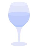 Glass goblet for wine. Color vector illustration. Violet crystal glass for an alcoholic drink. A drink is poured into a glass goblet. Isolated background. Flat style.