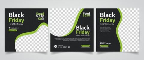 Social Media Posts for Food Promotion black friday sale banners, Banners Healthy Food Social Media Posts. vector