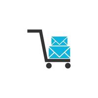 Cart message icon vector symbol for new application