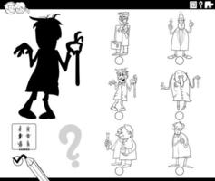 shadow game with cartoon scientists coloring page vector