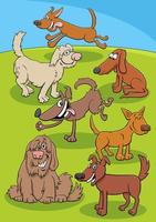 grupo de personajes de animales de perros felices de dibujos animados vector