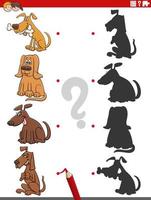 educational shadow game with cartoon dogs vector