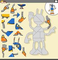 jigsaw puzzle task with cartoon robot character vector