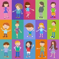 pattern or background design with cartoon children characters vector