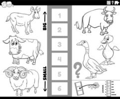 biggest and smallest cartoon animal game coloring page vector