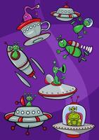 cartoon aliens fantasy characters in space vector