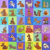 diseño de fondo o patrón con personajes de perros cómicos vector