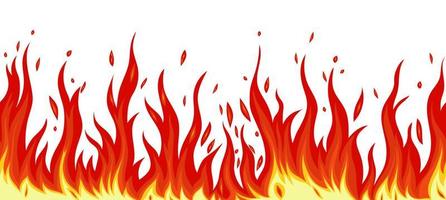 Seamless fire isolate on a white background. Vector graphics.