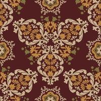 Vintage baroque wallpaper. Seamless damask pattern. Decorative tiles with floral patterns. Brown,gold,beige,green color. vector
