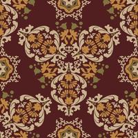 Vintage baroque wallpaper. Seamless damask pattern. Decorative tiles with floral patterns. Brown,gold,beige,green color. vector