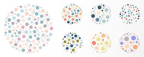 Set of random dots pastel colors pattern circles elements isolated on white background vector