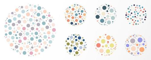 Set of random dots pastel colors pattern circles elements isolated on white background vector