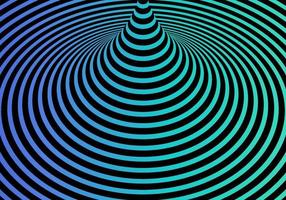 Abstract 3D blue and green gradient color twisted spiral lines optical illusion pattern on black background vector